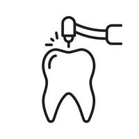 drilling tooth line icon root canal treatment linear pictogram drill teeth endodontics procedure dentistry outline symbol dental therapy sign editable stroke isolated illustration vector